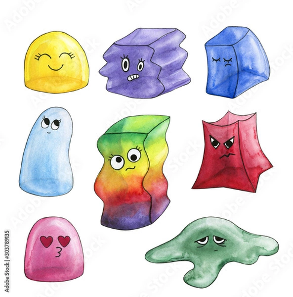 Fototapeta Set of marmalade with different emotions