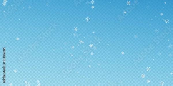 Fototapeta Sparse snowfall Christmas background. Subtle flyin