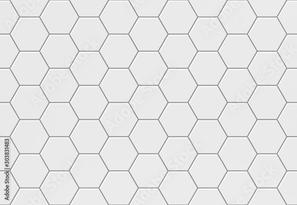 Obraz White hexagonal seamless tile texture for floor and walls