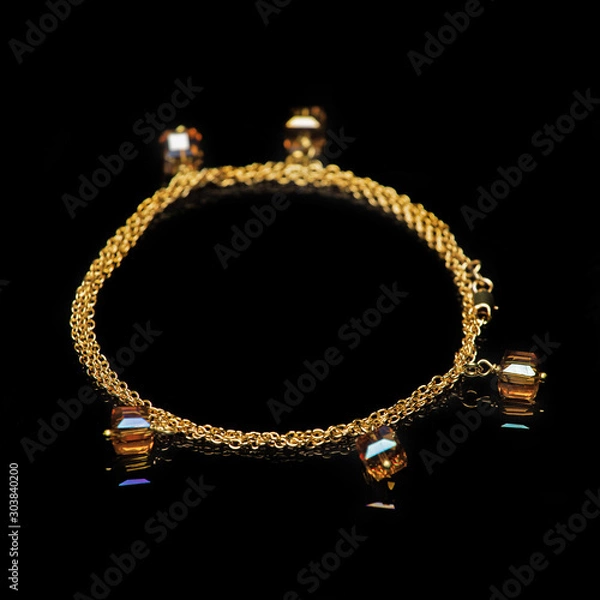 Obraz beads necklace on black background