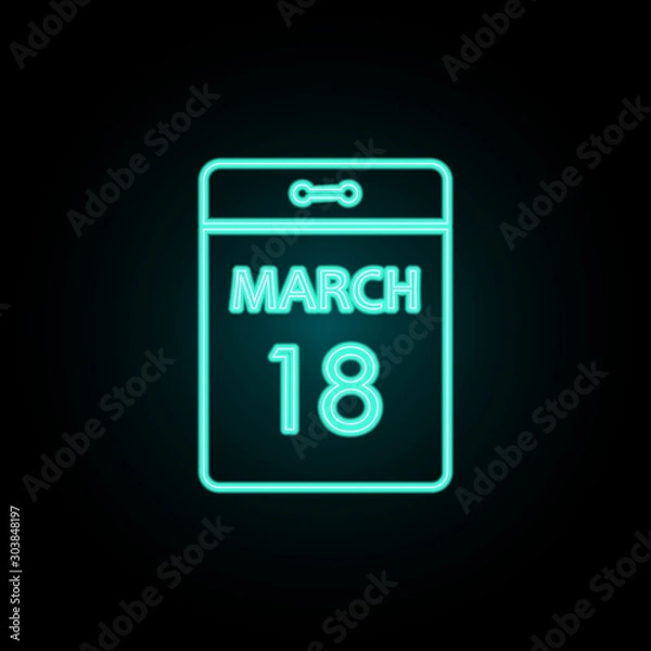 Fototapeta The calendar neon icon. Simple thin line, outline vector of web icons for ui and ux, website or mobile application