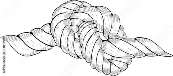 Fototapeta Knot hand drawn vector isolated illustration on white background. Concept for print, logo, icon 