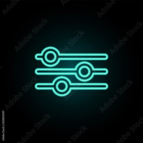 Obraz Audio mixer neon icon. Simple thin line, outline vector of web icons for ui and ux, website or mobile application