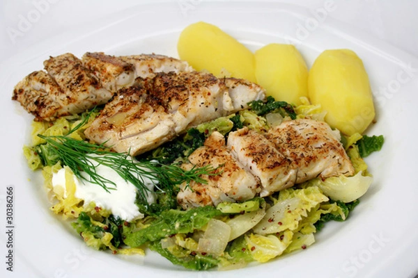 Obraz Seelachs auf Wirsinggemüse