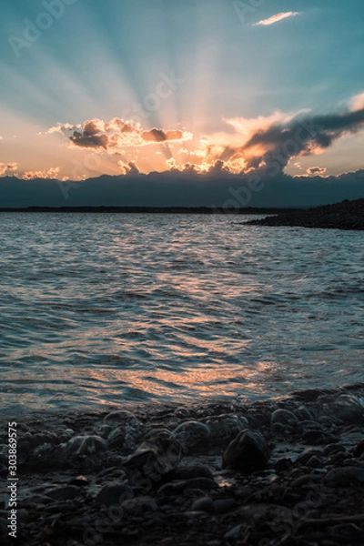 Obraz puesta del sol con nubes