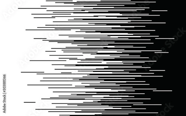 Fototapeta Speed horizontal lines Gradient seamless pattern Vector pixel texture Fast effect design Black elements on white background