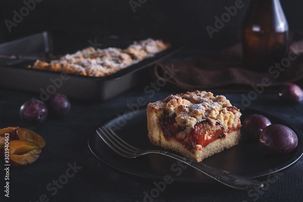 Obraz Delicious plum crumble cake