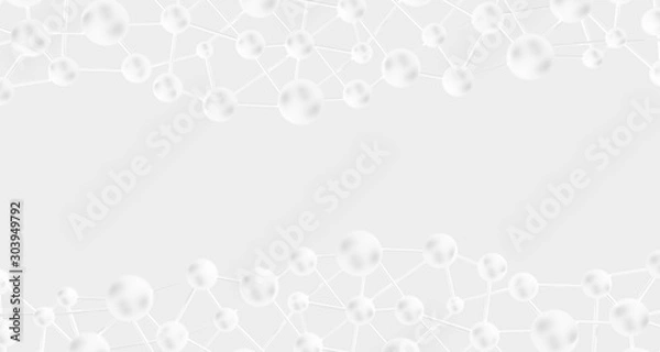 Fototapeta molecular net background, abstract futuristic background technology concept white color with empty space. 3d illustration