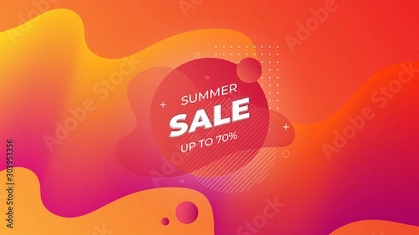 Fototapeta The background for the summer sale with a modern abstract style and fluid elements flow with gradations of color.