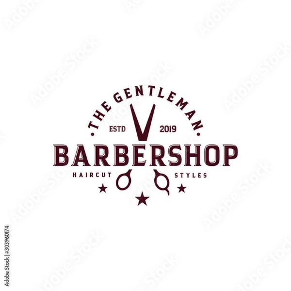 Fototapeta Vintage Barbershop Logo Vector Template