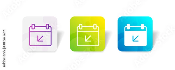 Fototapeta check-in schedule outline and solid icon in smooth gradient background button