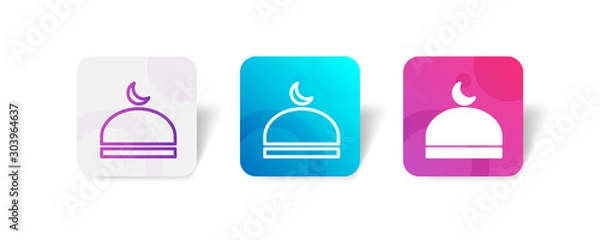 Fototapeta mosque/prayer room outline and solid icon in smooth gradient background button