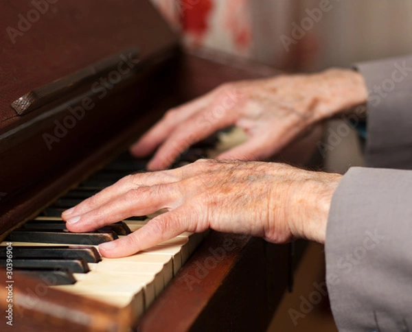 Fototapeta Hands playing a harmonium
