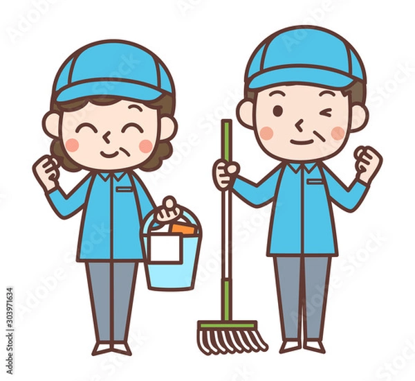 Fototapeta 清掃スタッフ　年配　男女