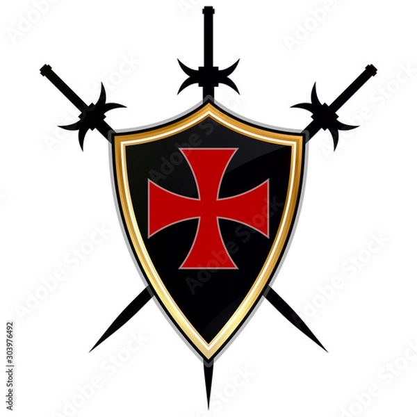 Fototapeta Templar Shield  vector icon.