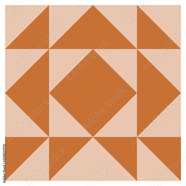 Fototapeta Barn quilt pattern, Amish Patchwork design, Abstract geometric tiled trail Vector illustration