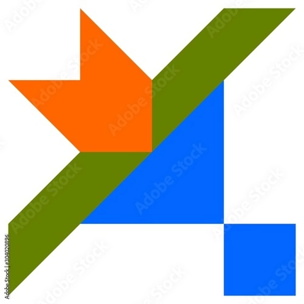 Fototapeta Barn quilt pattern, Amish Patchwork design, Abstract geometric tiled trail Vector illustration