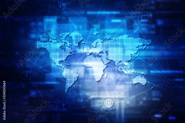 Fototapeta 2d illustration world map abstract background