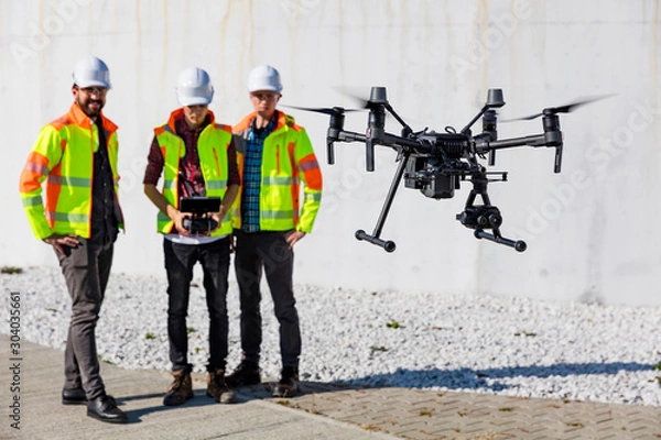 Obraz Operatorzy dronów przemysłowych