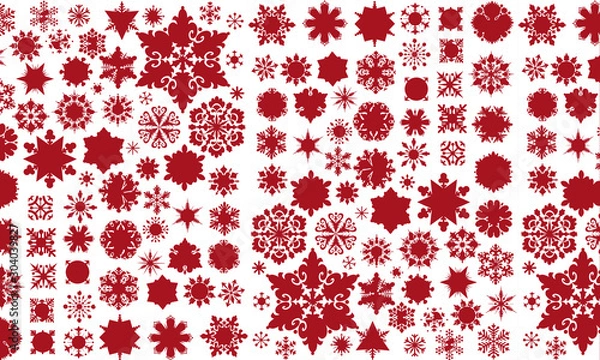 Obraz Vector background with snowflakes pattern in red on white