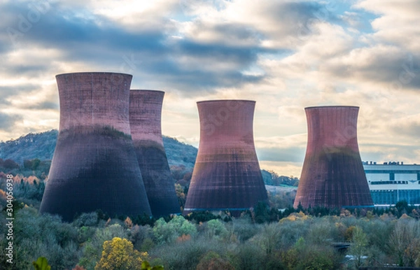 Fototapeta Cooling Towers at Ironbridge on the banks of the River Severn, due to be demolished soon. 