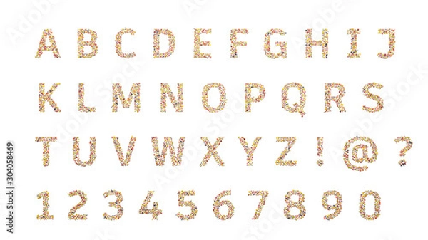 Fototapeta Vegetarian alphabet - fruits on white background forming letters