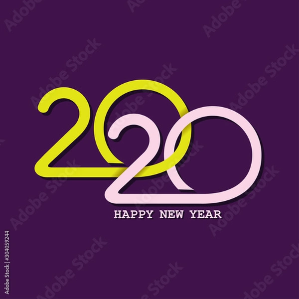 Fototapeta Illustration of greeting for new year 2020