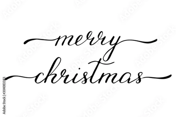 Fototapeta Merry Christmas handwritten text vector