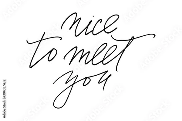 Fototapeta Greeting phrase nice to meet you handwritten text vector