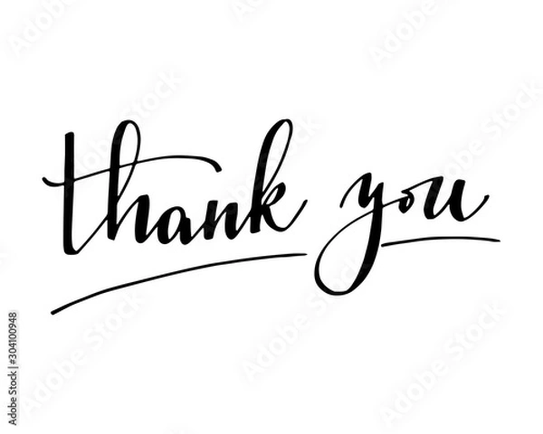 Fototapeta Phrase thank you handwritten text vector.