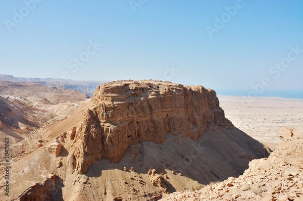Obraz Malowniczy widok na twierdzę Masada, Morze Martwe, Izrael.