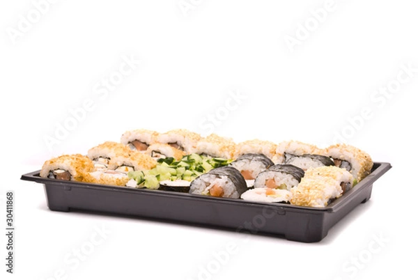 Obraz Sushi in box isolated on a white background