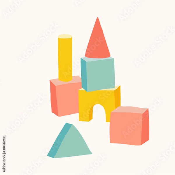 Obraz Blocks castle set. Cartoon vector clip art eps 10 illustration on white background.