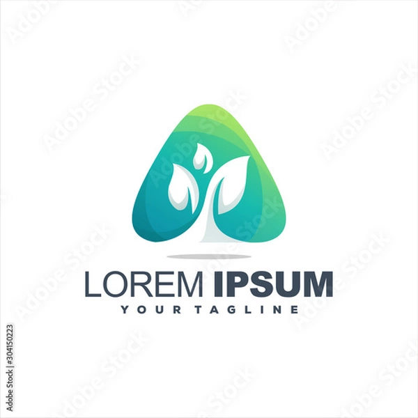 Obraz awesome triangle plant logo design