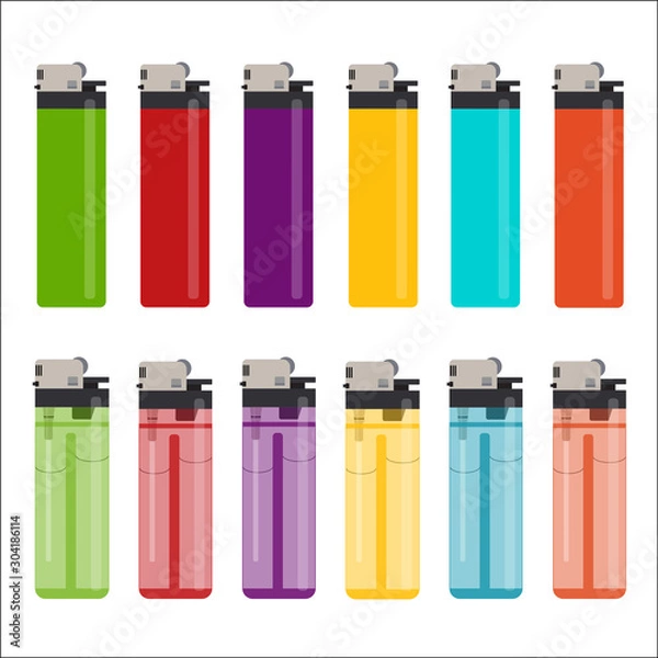 Obraz multi-colored lighters in a flat design on a white background. Vector