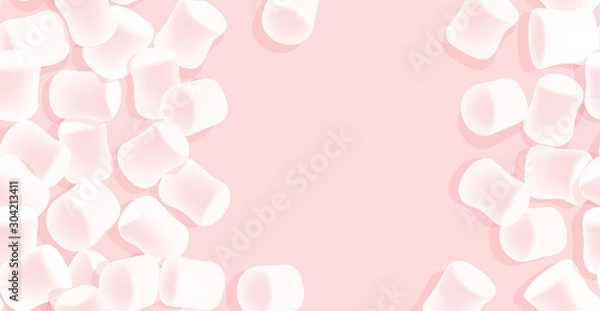 Obraz Marshmallow background. Tasty marshmallows on pink background. Candy texture.