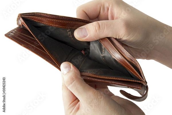 Obraz Empty brown wallet in his hand