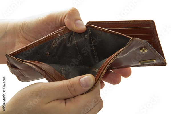 Obraz Empty brown wallet in his hand