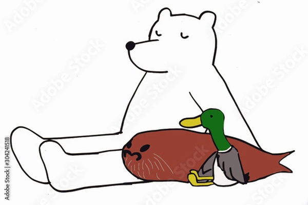 Obraz bear,seal&duck,sitting