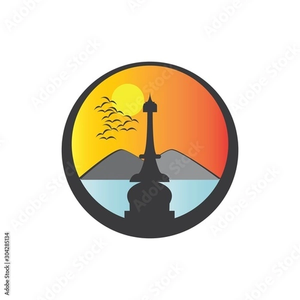 Fototapeta TOWER SUNSET ILLUSTRATION VECTOR TEMPLATE