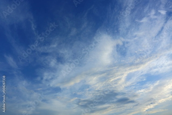 Fototapeta dramatic white cloud on blue sky, nature background