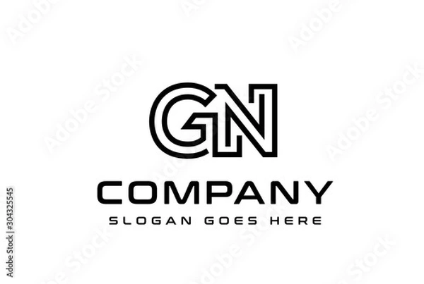 Fototapeta Initial letter GN logo vector template