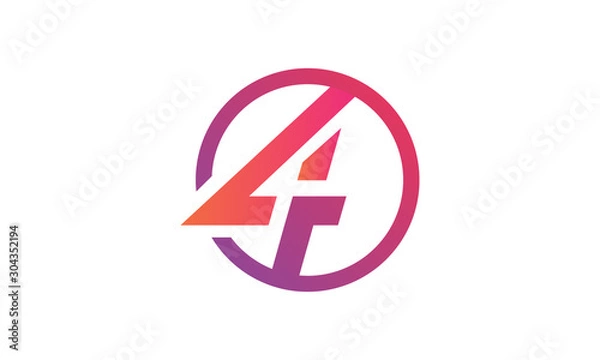 Obraz logo icon circle letter 4 vector