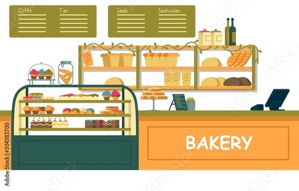 Obraz Bright Bakery Showcase with different Pastries.