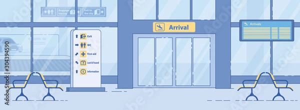 Fototapeta Airport Arrival Exit, Entrance Gate Flat Vector