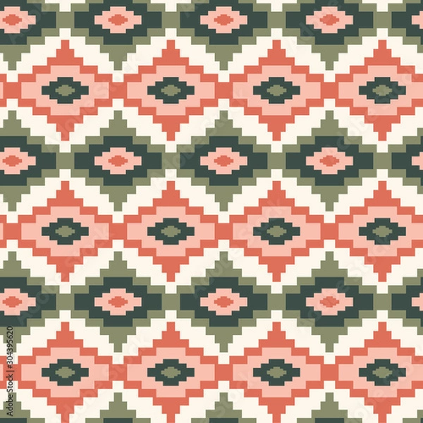 Obraz Vector pastel colored tribal geometric seamless
