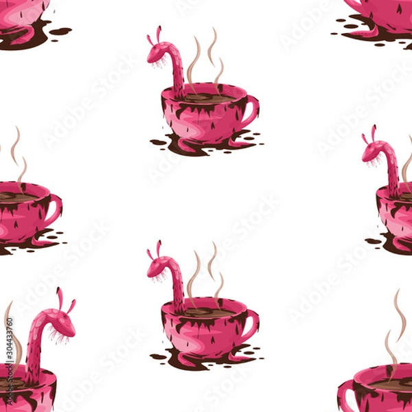 Obraz Lochness in coffee cup pattern. Vector illustration
