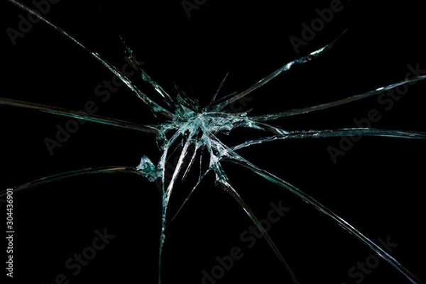 Fototapeta abstraction crack on broken glass and mirror on an isolated background