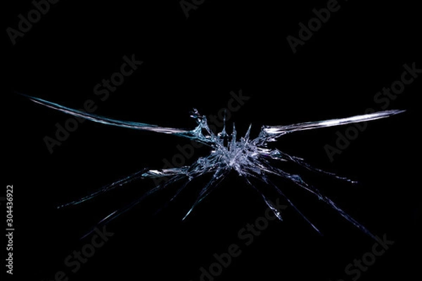 Fototapeta abstraction crack on broken glass and mirror on an isolated background