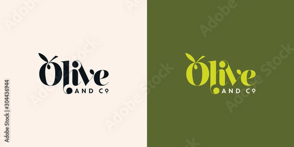 Fototapeta olive and co typography logo design template vector